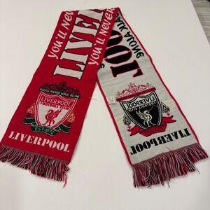 Liverpool FC You'll Never Walk Alone Supporter Scarf Red White Knit Soccer Fan